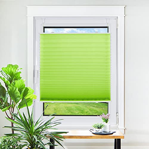 Homland Plissee ohne Bohren Klemmfix Grün 120 x 60 cm(LxB), Plissees für Fenster und Tür, Jalousie Easyfix Plisseerollo mit Klemmträger Sonnenschutz und Sichtschutz lichtdurchlässig Rollo
