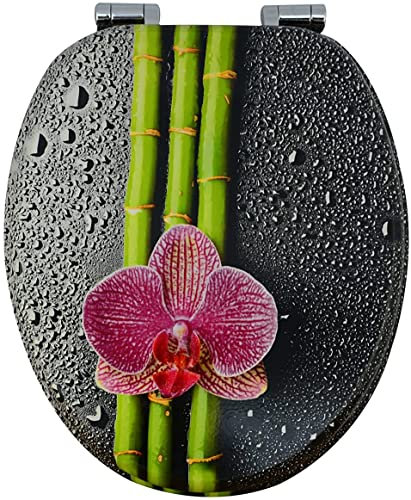 Yelcona WC Sitz mit Absenkautomatik mit Motiv, Klobrille mit hohem Sitzkomfort, WC Deckel mit robustem und stabilem Holzkern, hochwertiger Toilettendeckel aus Holz