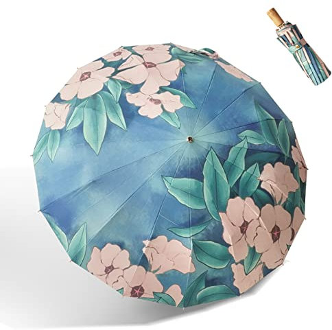 Paraguas Plegable Paraguas De Protección Solar Folding Home Paraguas De Viento Antiguo De 16 Huesos Sombrilla De Mujer con Filtro Solar Y Protección UV Parasol Reforzado Y Engrosado De Alto Valor