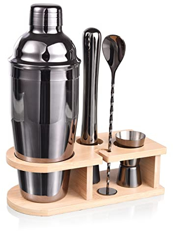 Cocktail Shaker Set,5-teiliges 750ML Edelstahl Barkeeper Kit Professionelles Martini Mixing Bartending Kit Kombination, Home Stylish Bar Tool Set mit Cocktail Rezeptheft (Grau)