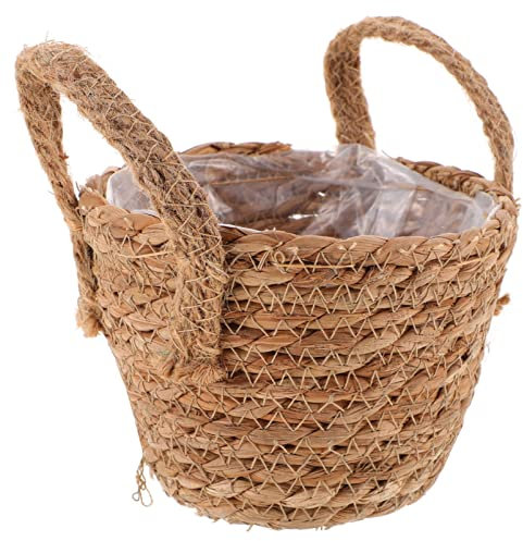 STOBAZA Geflochtener Blumenkorb für Drinnen Dekorativer Flechtkorb als Pflanztopf Korb für Pflanzen im Landhausstil Platzsparend und Robust