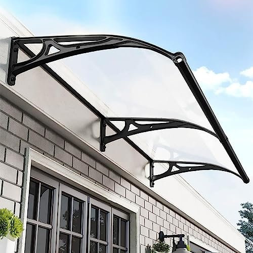 Vordach für Haustür,PC -Panel Transparent Pultbogenvordach Vordach gewölbt Sonnenschutz Regenschutz UV-Schutz vordach haustür Überdachung für Draußen (60x560cm/24x220in)