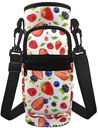 Tomeusey Blueberry Porte-bouteille d'eau réutilisable pour enfants et femmes, pochette pour bouteille d'eau décontractée pour l'école et la randonnée