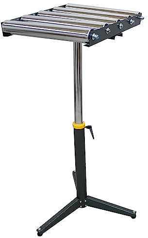 PreAsion 5-Roll Adjustable Height Conveyor Stand - 250 lbs Capacity, 23.9-41.6 Height Range, Chrome-Plated Rollers for Heavy-Duty Material Handling