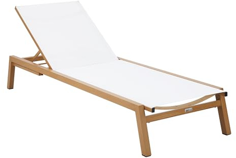 AXI Logan Bain de Soleil en Aspect Bois/crème | Transat Jardin avec Structure en Aluminium réglable en 5 Positions | Chaise Longue pour l'extérieur/Le Jardin
