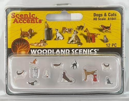 Woodland Scenics A1841 djur hundar katter hydrant soptunna figurer spår H0 HO 1:87