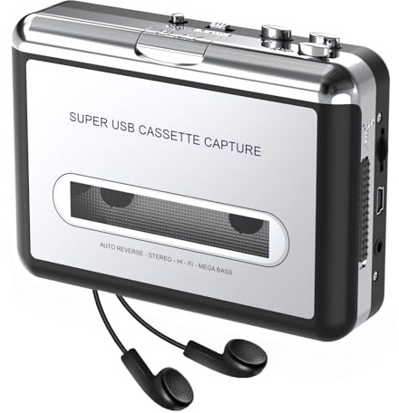 Cassette Player - Compact Tape Player Portable Recorder with Earphone-Convert Audio Music Cassette to MP3 Digital, Compatible with Laptop/PC/MAC- for Entertainment, Travel, Light Sports(Silver)