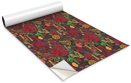 Wallfluent for Kitchen Living Room 100x50 cm / 39,4x33,1 inch Self Adhesive Plastic Roll Cabinets Contact Paper Furniture Sticker Covering Matt Wallpaper Peel and Stick - Fast Food Pizza Themes