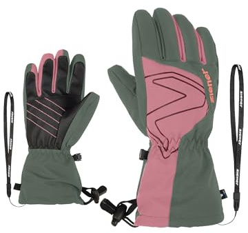 Ziener Kinder Laval Ski-Handschuhe/Wintersport | wasserdicht, Lange Stulpe, Green mud, 7,5