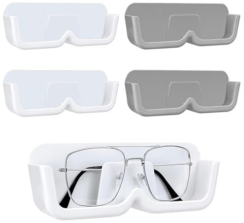 CHANGAR 4-teiliger Brillenhalter-Ständer zur Wandmontage, Brillen-Aufbewahrungsständer, Sonnenbrillen-Organizer, Brillen-Vitrine, einfache Wandmontage mit Klebeaufkleber