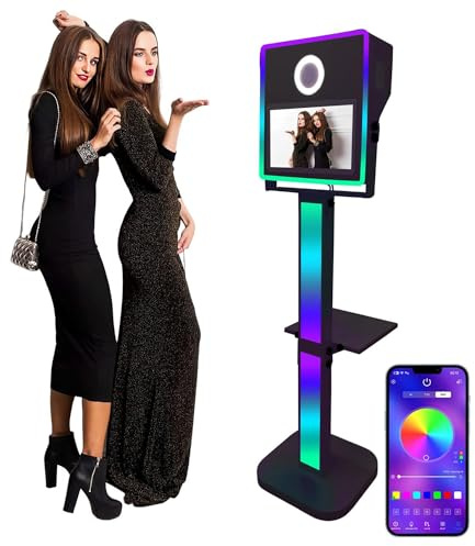 Magischer Selfie-Spiegel mit Touchscreen-Fotobox und DSLR-Kamera, App-Steuerung, einstellbares Licht/Winkel, Fülllicht + Flightlight, perfekt für Hochzeiten und Partys