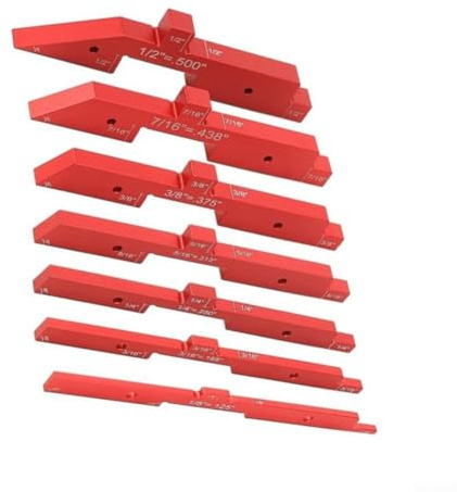 7 barre di installazione per banco fresatrici, blocchi per la lavorazione del legno, altezza fresatrice, , calibro (rosso)