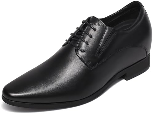 CHAMARIPA Scarpe Rialzate Uomo 8 cm Aumento Altezza Invisibile, Scarpe Business Oxford/Derby in Pelle Pieno Fiore 41EU Larga