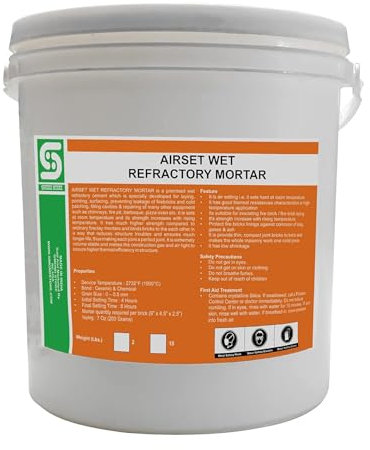 SIMOND STORE Refractory Mortar 15 LBS - High Heat Mortar Mix - 2700F Rated High Temperature Pre Mixed Refractory Cement for Binding Insulating Fire Bricks in Furnace, Kiln, Fireplace, Stove - Grey