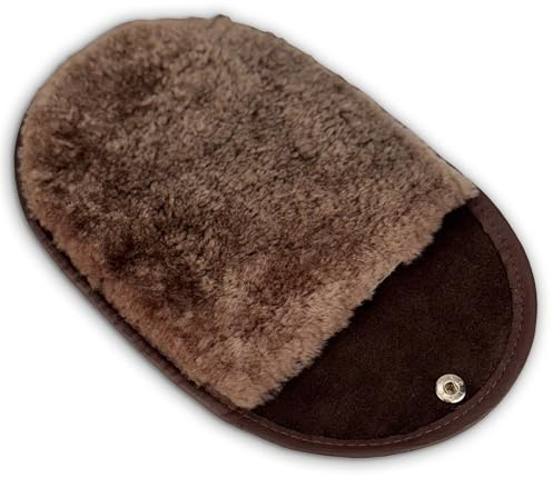 Langer & Messmer - Guanto lucidante in pregiata pelliccia di agnello con rifiniture in pelle, per lucidare efficacemente le scarpe, guanti lucidanti di qualità