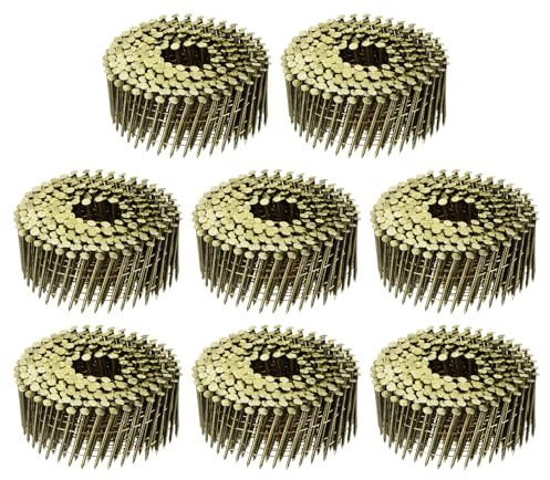 uxcell 2400 Count Siding Nails 2 x 0.091 15-Degree Ring Shank Full Round Head Collated Wire Coil for Lath and Sheathing Materials