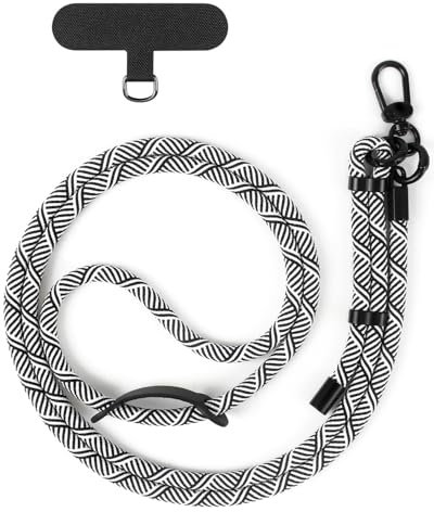 KGDUYC 1 x Cordino rotondo intrecciato Catena per cellulare, braccialetto con gancio a molla, cordino per chiavi, cinturino per cellulare, compatibile con la maggior parte degli smartphone (bianco)