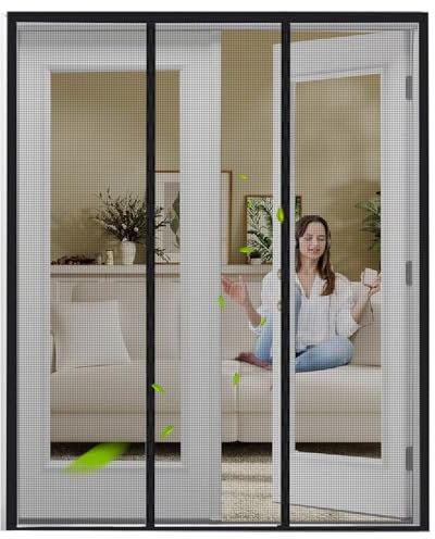 Mosquiteras Para Ventanas 90x245cm Negro con pesas cosidas y regleta de bornes autoadhesiva mosquitera para puerta balconera corredera