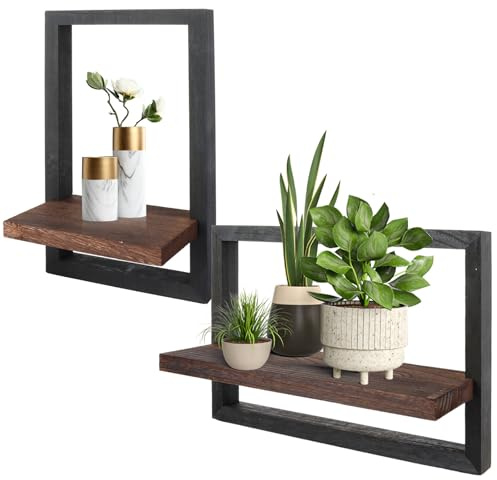 ASelected Set mit 2 Regalen Wand Deko Wandregal Paulownia-Holz Regale für Wände Quadratische Bücherregal Wand für Bad Wohnzimmer Küche Café Hotel Schlafzimmer und mehr