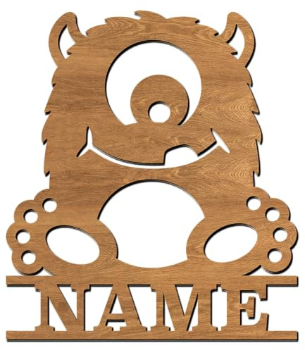 codiarts. Namensschild Kinderzimmer – personalisierbares Wandbild mit Namen – selbstklebend – Motiv niedliches Monster – Deko Türschild für Jungen & Mädchen (Monster-02)