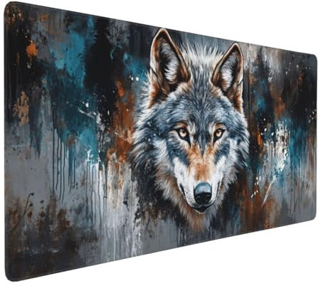 Large Mouse Pad 1200x600x4mm Wolf Gaming Mouse Mat Animal XL Mousepad Anti-Fray Stitched Edges with Non-Slip Rubber Base,Ergonomic Mouse Pad Extended Desk Mat,for Home Office Accessories PC,Laptop