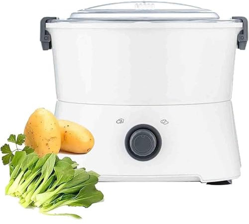 BLUEZY Electric Potato Peeler Automatic Rotary Rolling Peeler for Vegetables, 85W Stainless Steel Blade, Plastic Material, White Color