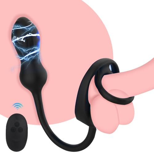GKLWEJ Plug anale vibrante con anello per il pene, vibratore anale con 10 vibrazioni e 3 modalità di scossa elettrica, vibratori anali per uomini, stimolatore prostatico con telecomando
