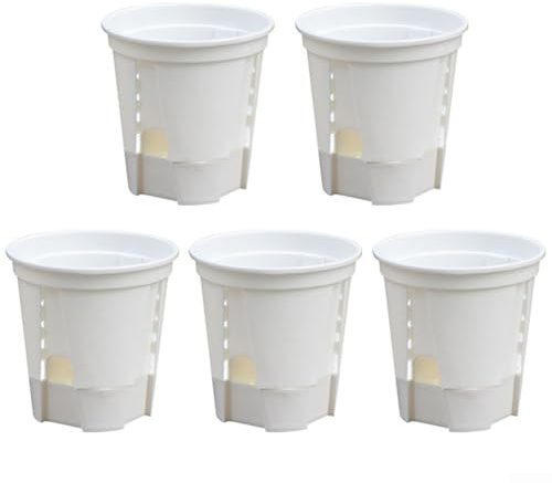 EasyByMall 5 vasi per piante, in plastica, moderni contenitori per piante grasse con foro di scarico, per piante bonsai da interni ed esterni, decorare la casa (120 mm bianco)