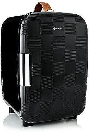 Subcold Pro10 Luxury Mini Fridge Cooler | Compact 10L Portable Small Fridge 12V & 240V | Efficient, Quiet Cooling System | Ideal for Bedroom, Office, Beauty & Car |(Chequer Black)