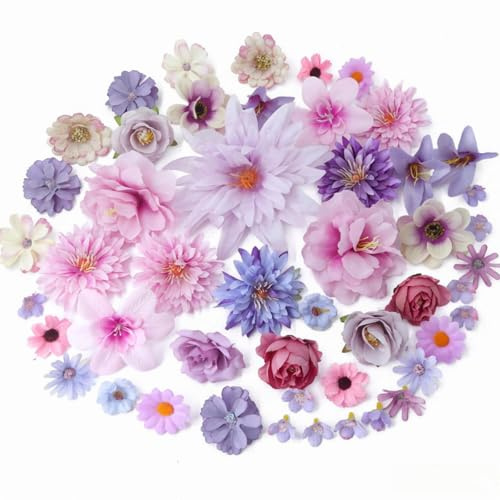 Avagiaforu Lot de 48 mini fleurs artificielles en soie pour travaux manuels, Saint-Valentin, mariage, bricolage, fête, scrapbooking