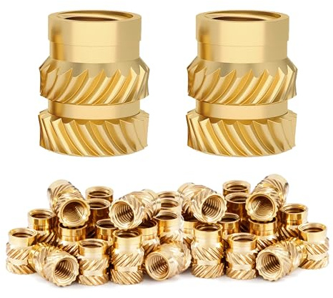 Dutreg M4 Gewindeeinsatz Set - 100 Stück Messing Metrische Einschmelzgewinde Einpressmuttern, Stabile Gewindeeinsätze mit Wärmeintegration für 3D Druckteile und Holz(M4 x D6 x L6)