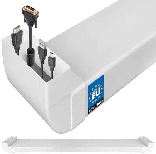 KOTARBAU® Kabelkanal Unterputz für TV - 204 x 60 mm - 163 cm lang - Kabelmanagement für Fernseher - Unsichtbare Kabeldurchführung für TV Kabel - PVC - Kabelkanal Weiß