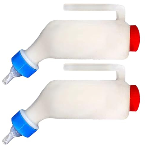 Lot de 2 biberons pour chèvre, agneau, lait de chèvre, téton doux imite naturel, mangeoire à suspendre avec échelle et poignée, idéal pour les moutons, les mollets, les chiots