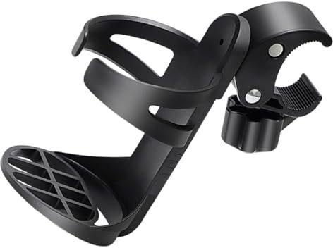 Portavasos Abrazadera Ajustable Silla de Ruedas para Pp Negro | Botellas y Tazas de Café, Uso en Carrito o Pasamanos, Diseño Ligero Multifunción