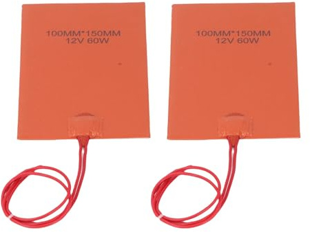 2 Stück Heizkissen aus Silikonkautschuk, 60 W, 120–150 °C, Heizdecke, Flexible Silikon-Heizmatte, Elektrische Heizdecke aus Gummi für Industrieanlagen