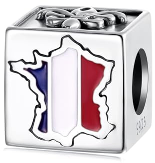 ZUOHUI Breloques en argent sterling S925 pour femme – Perles cubiques souvenir des États-Unis, de Pologne, d'Italie et de France pour bracelets Pandora DIY, cadeau pour elle(SCC3167)