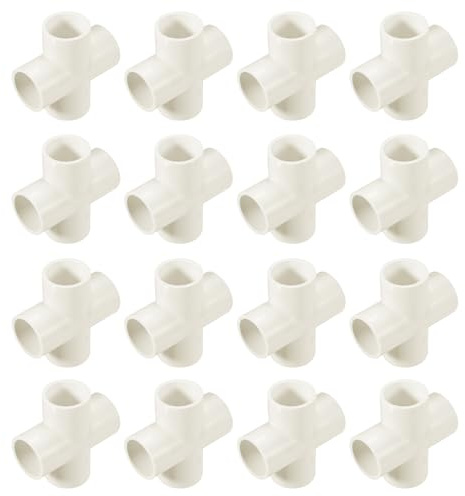 QUARKZMAN 16 Pezzi di Raccordi in PVC Incrocio A 4 Vie PVC 1 0.98 Bianco | Gomito PVC Accoppiamento PVC Connettore Angolare, Raccordi Per Tubi In PVC, Per Mobili Fai Da Te