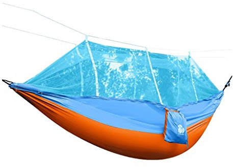Hamaca portátil para exteriores con mosquitera, capacidad de 660 libras, nailon resistente al desgarro, ideal para camping, patio, relajación, ligera y fácil de transportar