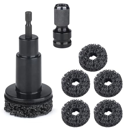 kicder Wheel Hub & Brake Rotor Resurfacing Kit, 6-Pad Cleaning Set for Rust Removal on Lug Studs, Fits Power Drill & 1/2 Impact Wrenches