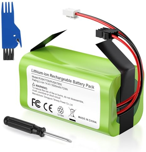 Futurebatt RVBAT850 Battery for Shark ion 5000mah RVBAT850 RVBAT700 RV750 RV850 R75 R85 RV720 RV1000S RV101AE RV700_N RV720_N Battery Replacement Compatible for Shark Robot Vacuum(2 in 1 Plug)
