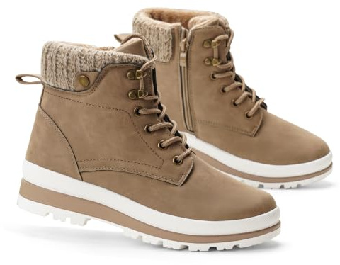 GLAMORA Botas de Nieve para Mujer, Botines de Invierno Impermeables, Antideslizantes, con Pelo, Cremallera Lateral y Cordones G25300-kaki-40