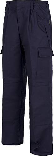 WORKTEAM Pantalón Ignífugo Algodón 100% para Soldadura e Industria, Multibolsillos con Refuerzo en Rodillas y Culera. Unisex Marino 44