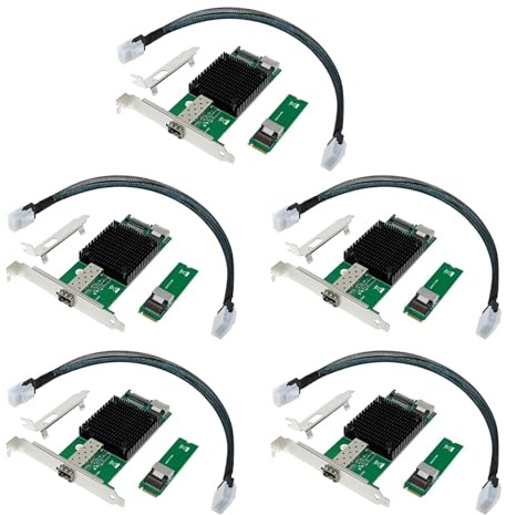 ISTOVO 5X Carte Réseau Serveur M.2 10G M.2 M X520-DA1 10G SFP+ Fibre Optique Carte Réseau Serveur Informatique Industriel Puce JL82599EN