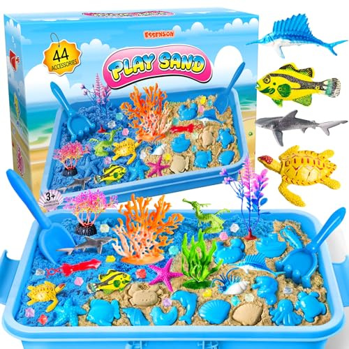 ESSENSON Sabbia per Bambini, Kit di Oceano con 1 KG, Giocattoli Sensoriali Giochi Sabbia Regalo per Ragazzi e Ragazze 3-12 Anni