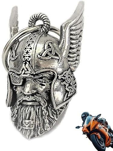 WENHUIHAO Campanella Guardian Bell, Campanellino Motociclisti Guerriero Viking Mitologia Nordica Nodo Celtico, Portafortuna Accessorio per Moto con Anello, Protezione per Motociclisti