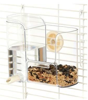 Bird Feeder for Cage, 2 in 1 Bird Food and Water Dispenser for Budgie Parakeet Cockatiel Conure Lovebirds Finch Canaries