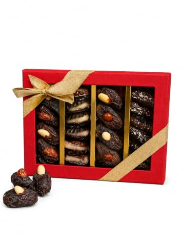 Walnut Tree Eid Mubarak Medjool Dates Gift Box – Luxury Hand-Packed Gourmet Dates with Nuts, Dark Chocolate & Marzipan, 320g