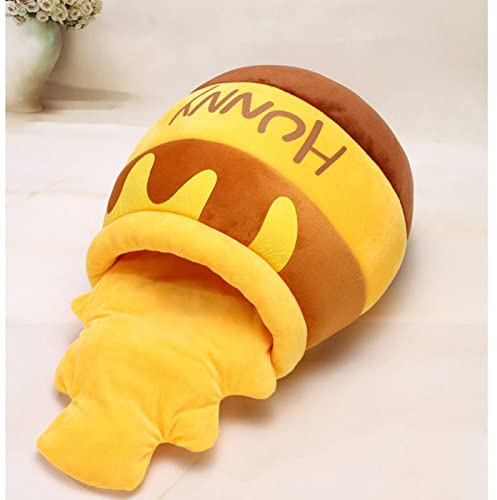RASTKY Lit pour Chat, Maison Chaude et Douce, Coussin Amovible en Forme de Pot de Miel, Lit de Grotte pour Animal de Compagnie, Velours Doux