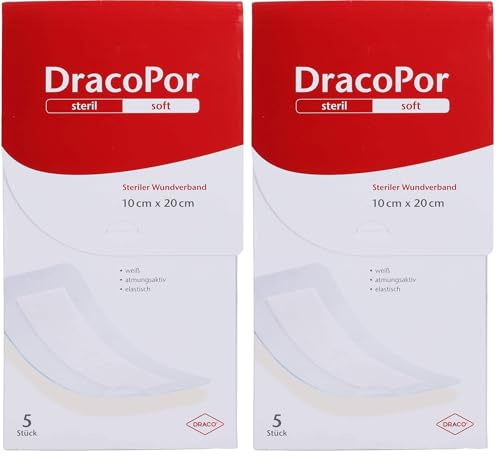 DRACOPOR Wundverband 20cmx10cm steril, 5 St. Wundauflagen (Packung mit 2)