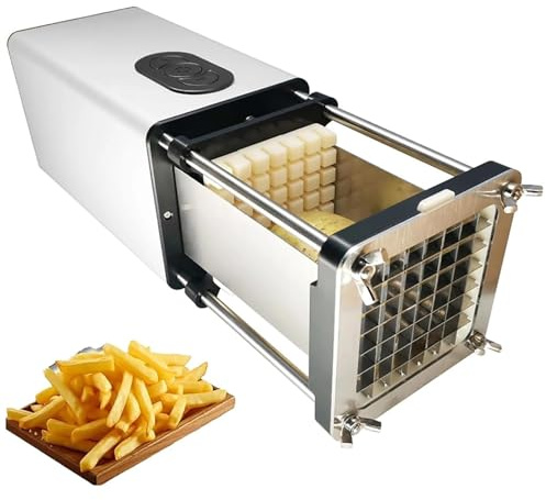 Cortador eléctrico de patatas fritas, picador de patatas resistente con rejillas de corte de 1/2 y 3/8 pulgadas, cortador de verduras para restaurantes, comida rápida, hogar, acero inoxidable, apto